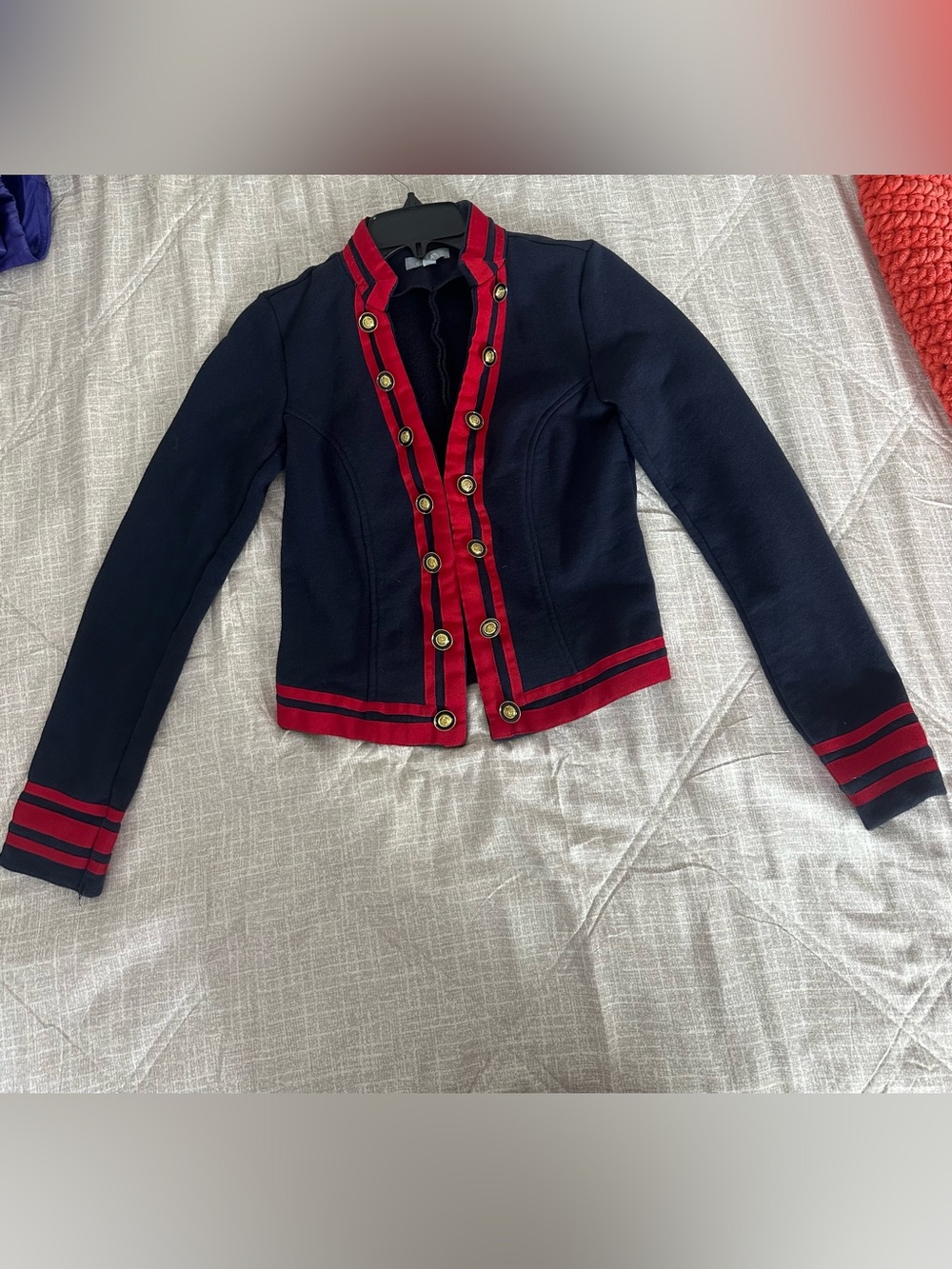 Delias Vintage Blazer XS Womens Navy Blue and Red Fitted